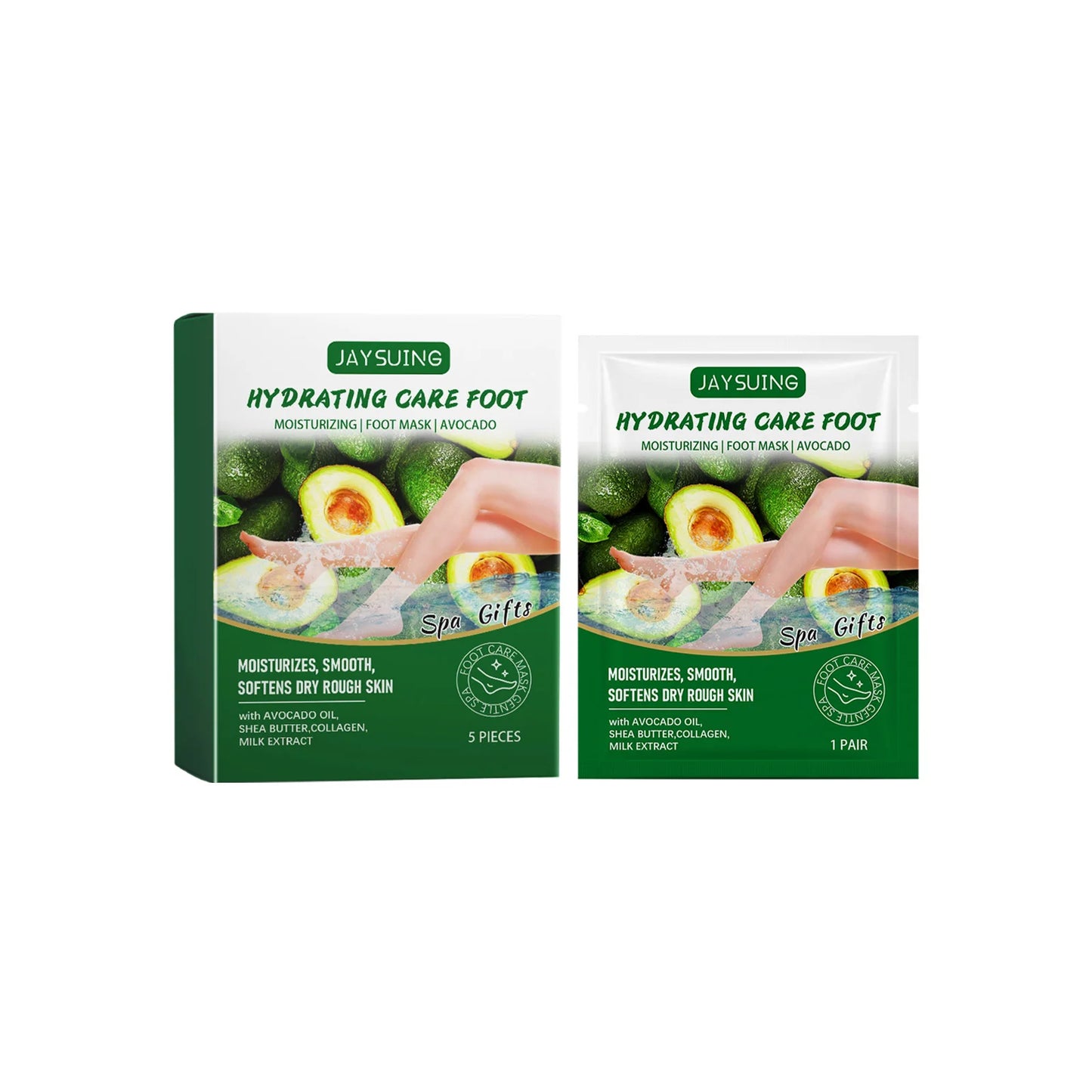 Exfoliating Foot Mask Anti Cracked Remove Dead Skin Heel Calluses Enhances Elasticity Moisturize Brighten Soften Feet Skin Care Peaceful Pleasures Health and Wellness Avocado 5pcs