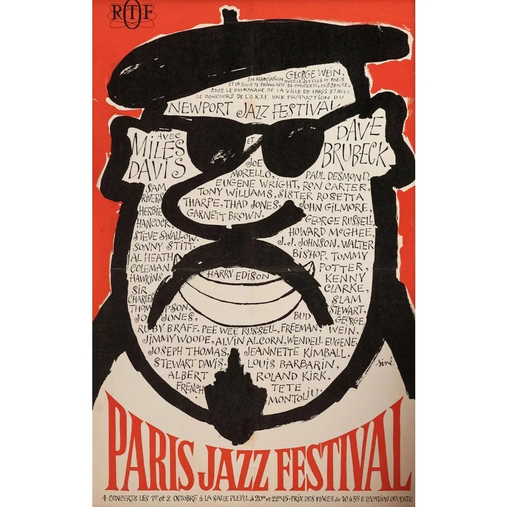 Vintage Jazz Music Festival Swiss Paris Advertising 1970's Art Poster Canvas Painting Wall Print Picture Living Room Home Decor Peaceful Pleasures Health and Wellness YELLOW 40x50cm Unframed
