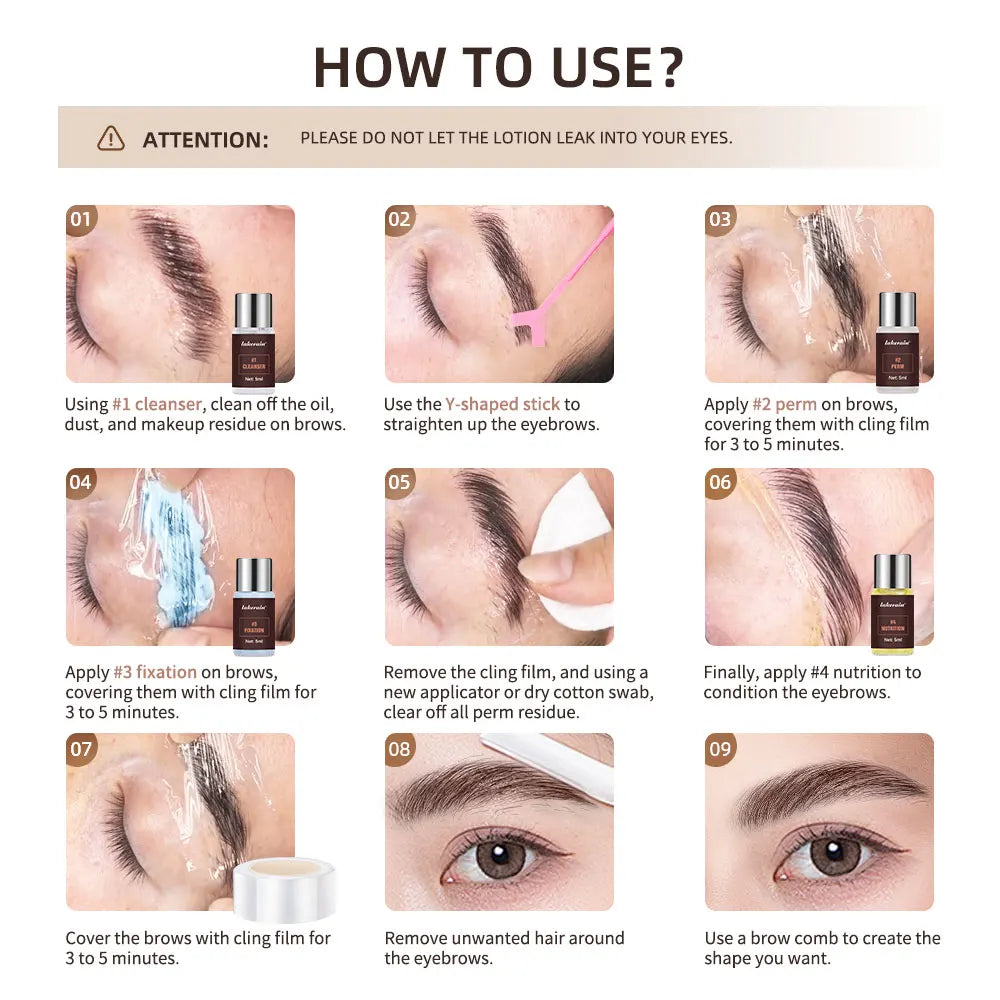 Semi-permanent Brow Lift Perming Brow Lamination Kit Professional With Cling Film Nutrition Keratin Perming Lotion For Home Use Peaceful Pleasures Health and Wellness