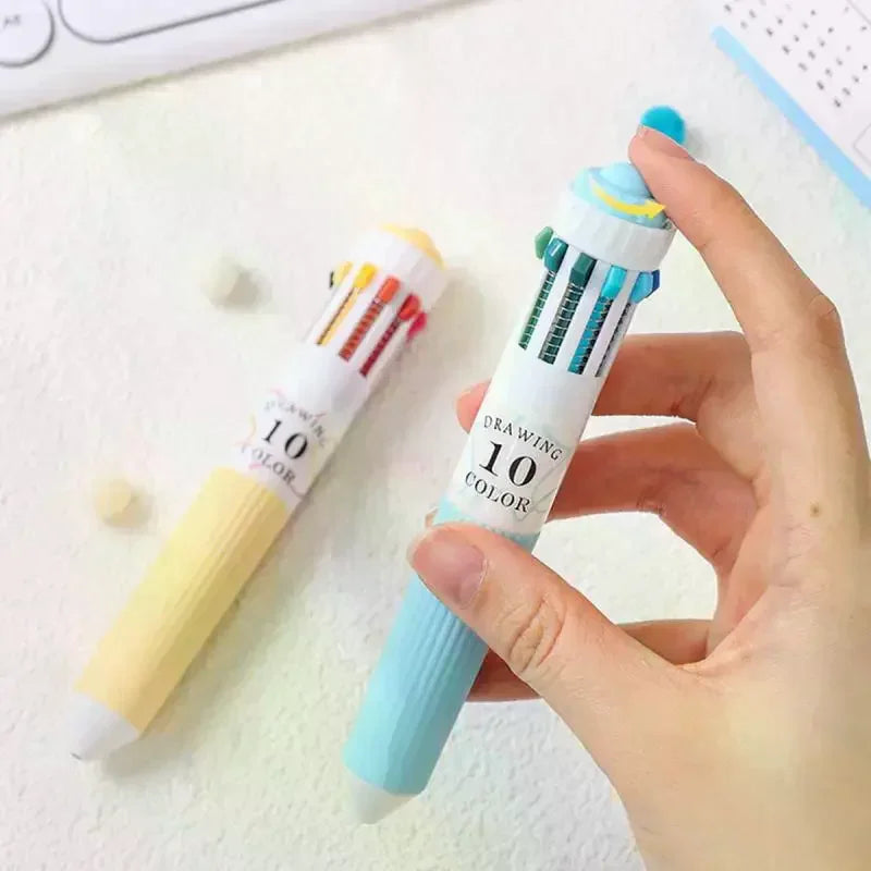 28-Color Multicolor Ballpoint Pen 0.8mm Soft Grip Press Click