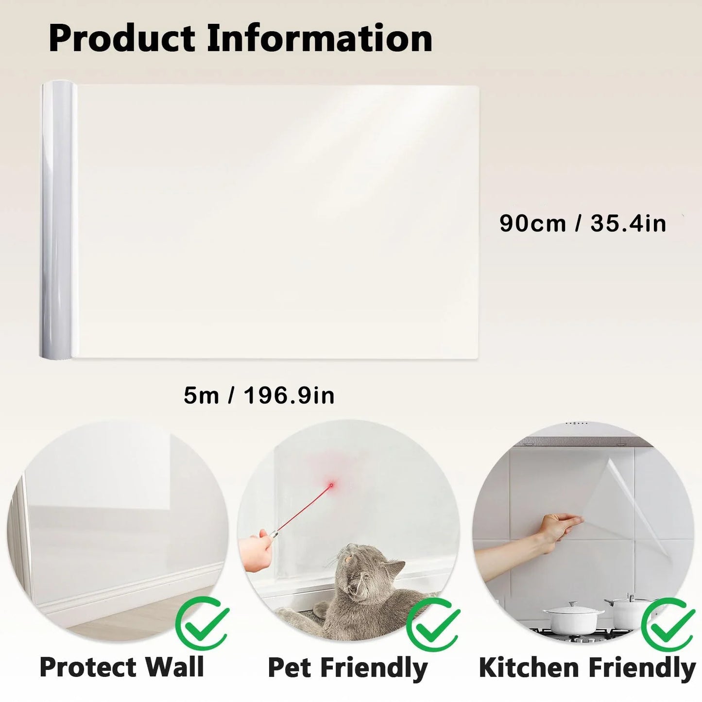45-90cm Transparent Wall Protective Film Stickers Kitchen Oil-Proof Sticker Electrostatic Protection Paper Waterproof Wallpaper Peaceful Pleasures Health and Wellness 90cm x 5m