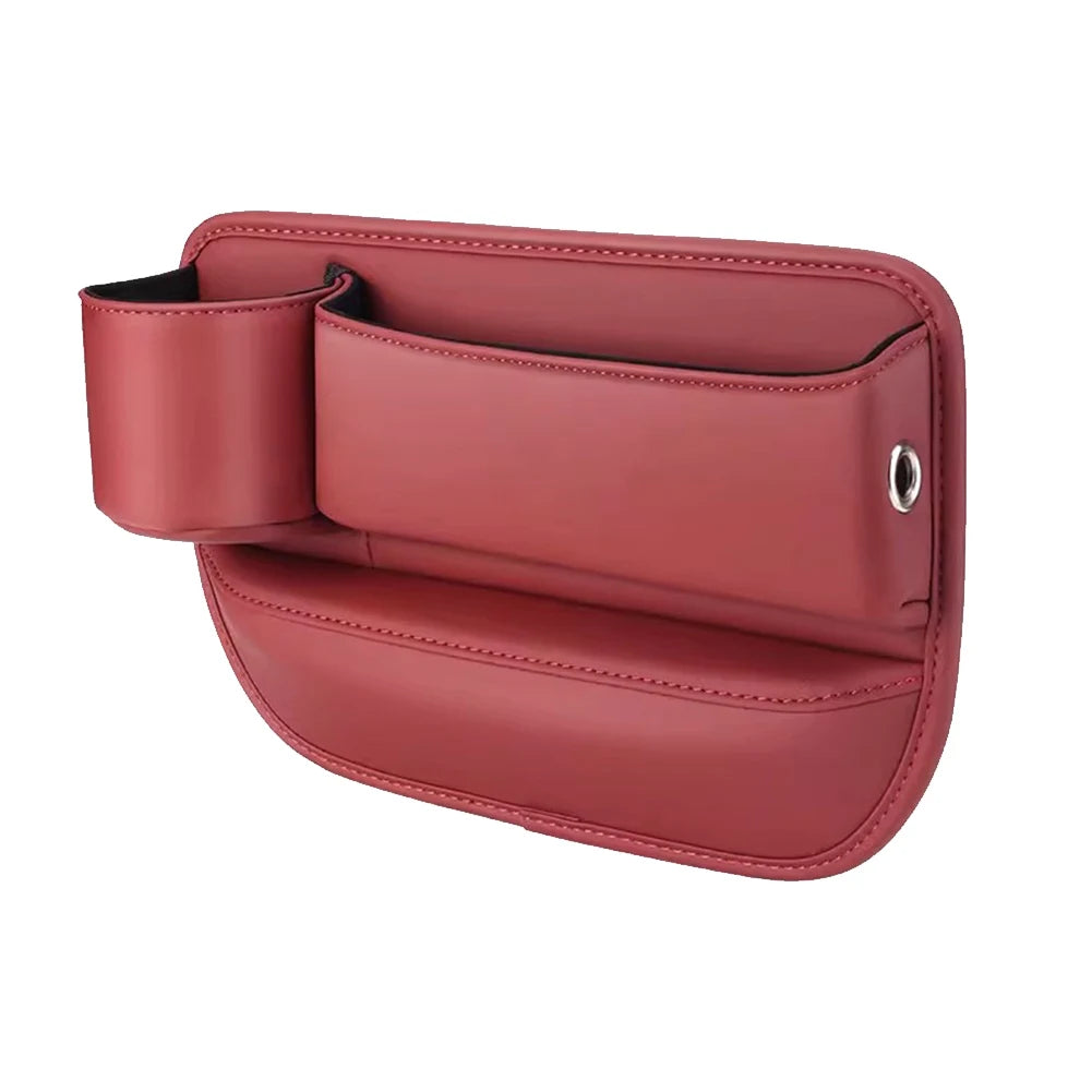Leather Car Seat Organizer with Cup & Phone Holder Peaceful Pleasures Health and Wellness Driver Wine Red france