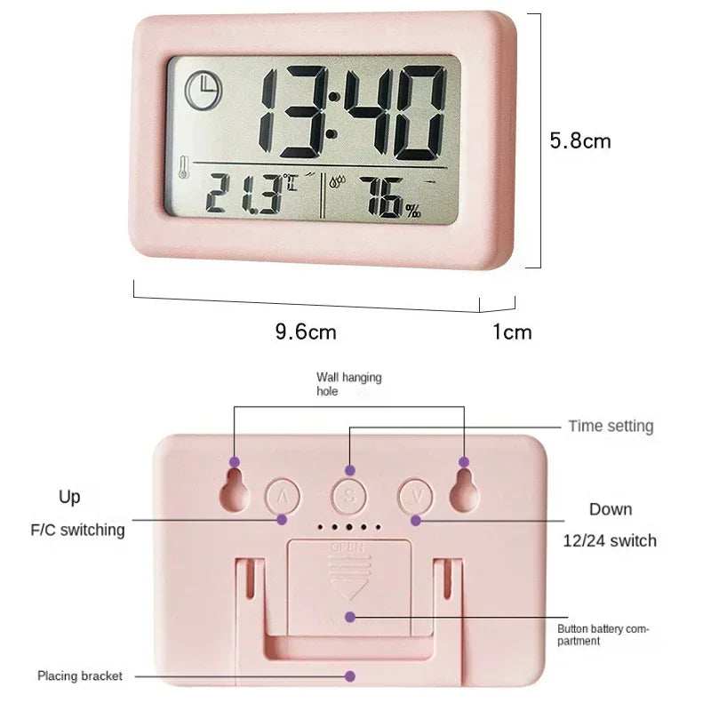 Alarm Wall Clock Portable Thermometer LED Digital Watches Mini Temperature Humidity Meter Bedside Table Decoration Clocks Home Peaceful Pleasures Health and Wellness