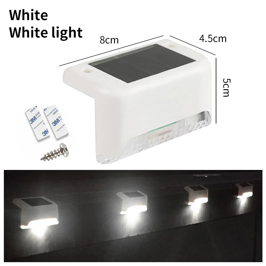 Solar Stairs Light Outdoor Waterproof Solar Powered Garden Lamps for Railing Deck Step Yard Patio Pathway Fence Light Peaceful Pleasures Health and Wellness white-cold white 1 Solar Stair Light