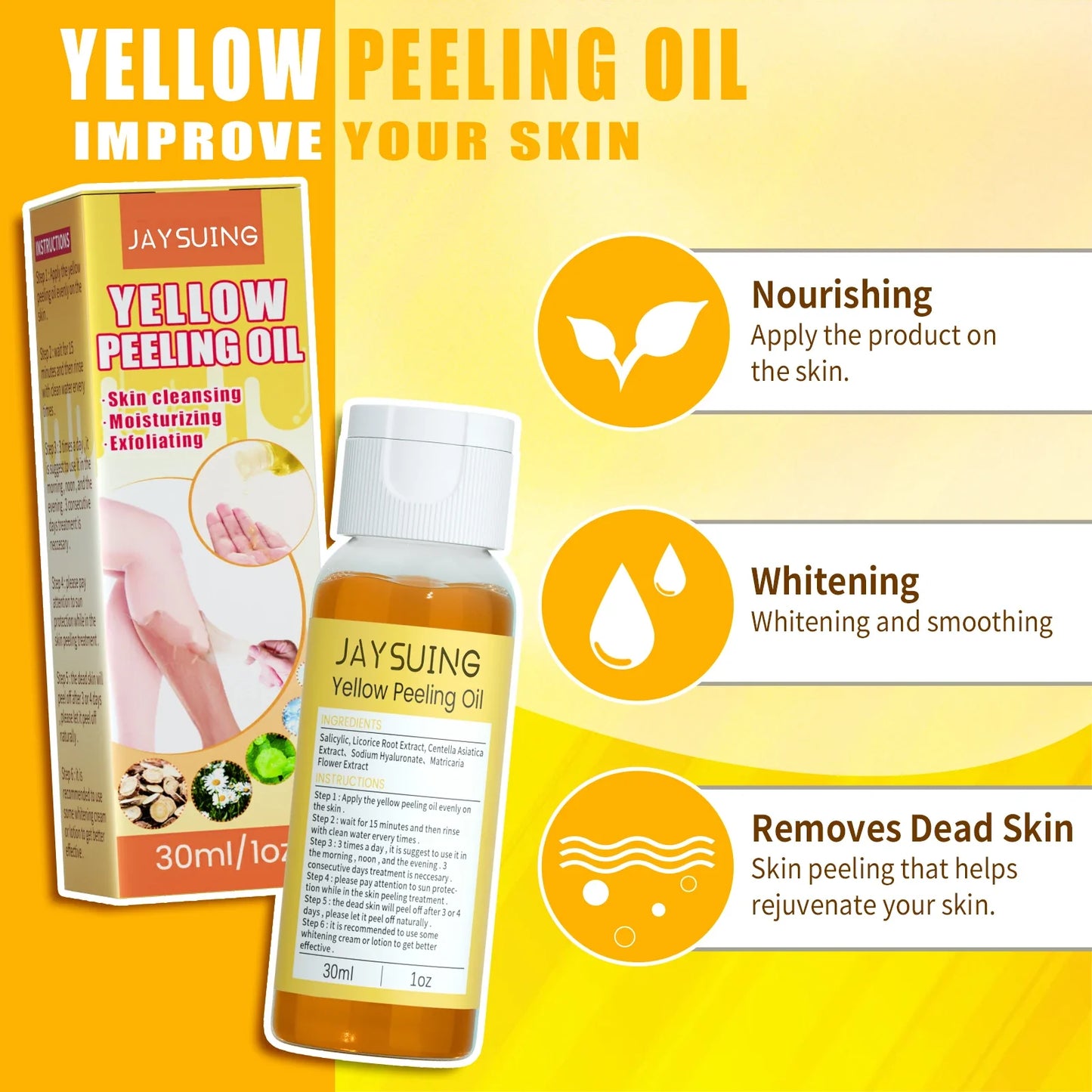 Jaysuing Yellow Peeling Oil – Brighten & Exfoliate Face & Body