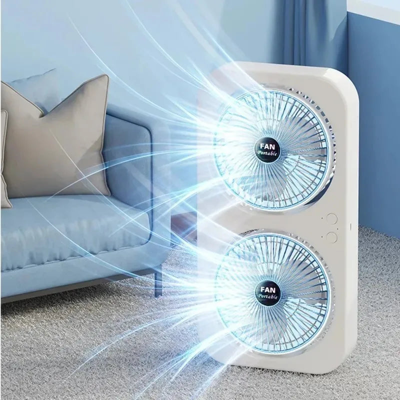Dual Head USB Desk Fan – 3-Speed Quiet Wall Mount Cooling Fan