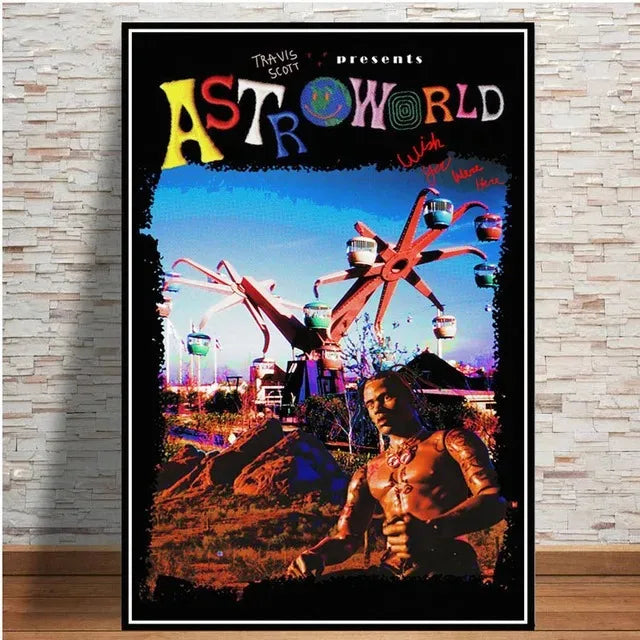 Travis Scott Astroworld Rodeo Canvas Poster | Rap Wall Art