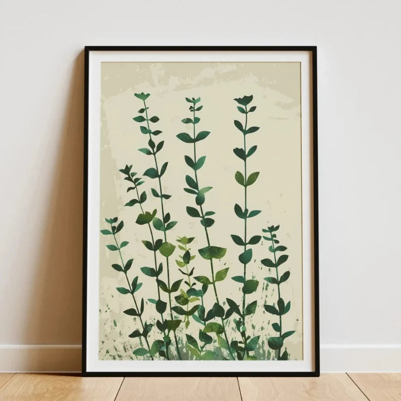 Minimalist Bamboo Tropical Leaf Botanical Canvas Wall Art Print