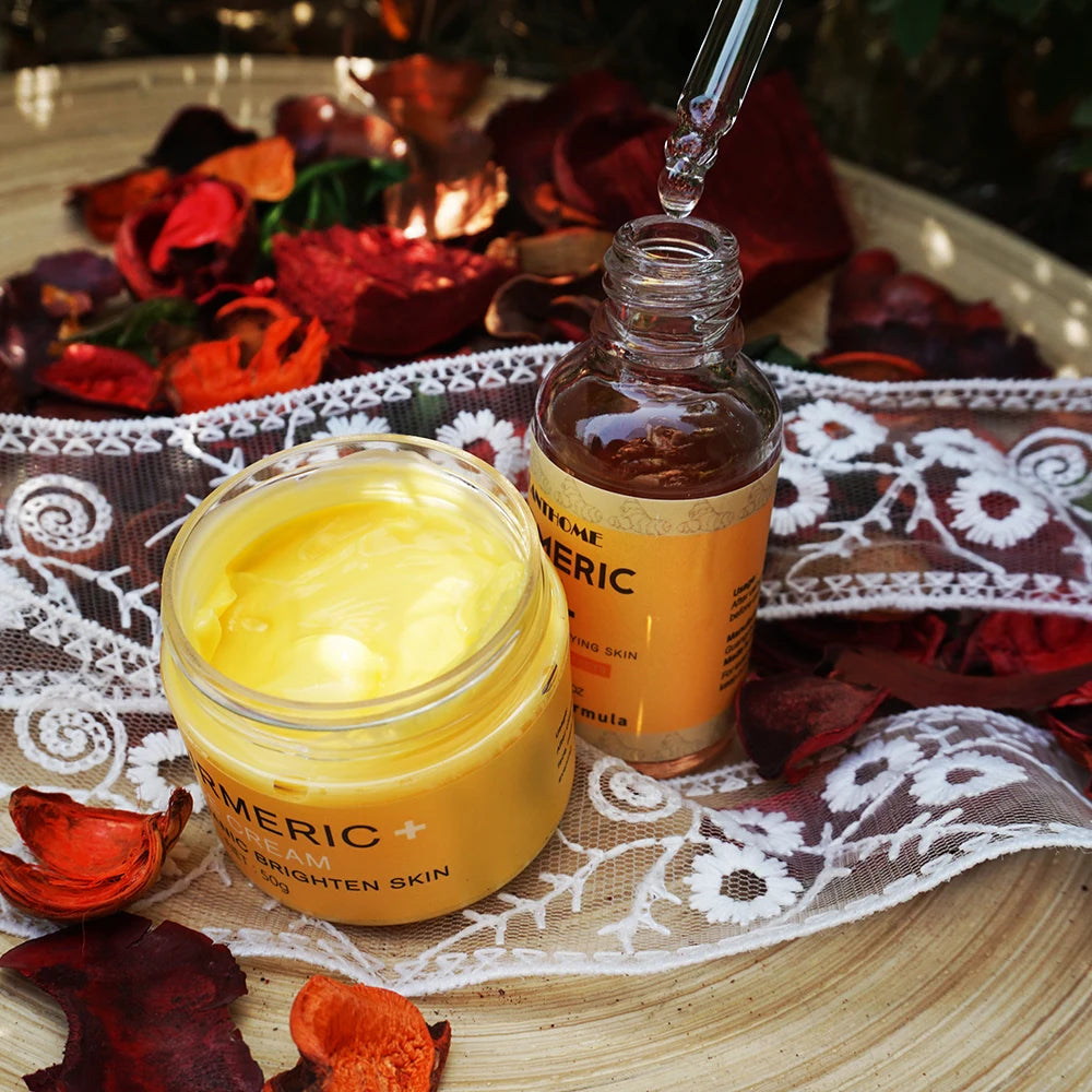 Turmeric Skin Care Set Shrink Pores Moisturizing Whitening Facial Oils Nourish Smooth Face Acne Brightening Cream For Age Spots Peaceful Pleasures Health and Wellness Default Title