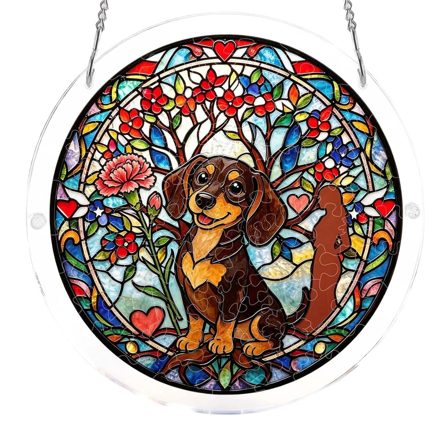 Animal Acrylic Jigsaw Puzzle Suncatcher Window Hanging Crafts DIY Puzzle Suncatcher Home Decor for Apartment Living Room Bedroom Peaceful Pleasures Health and Wellness Style 3 M-21cm