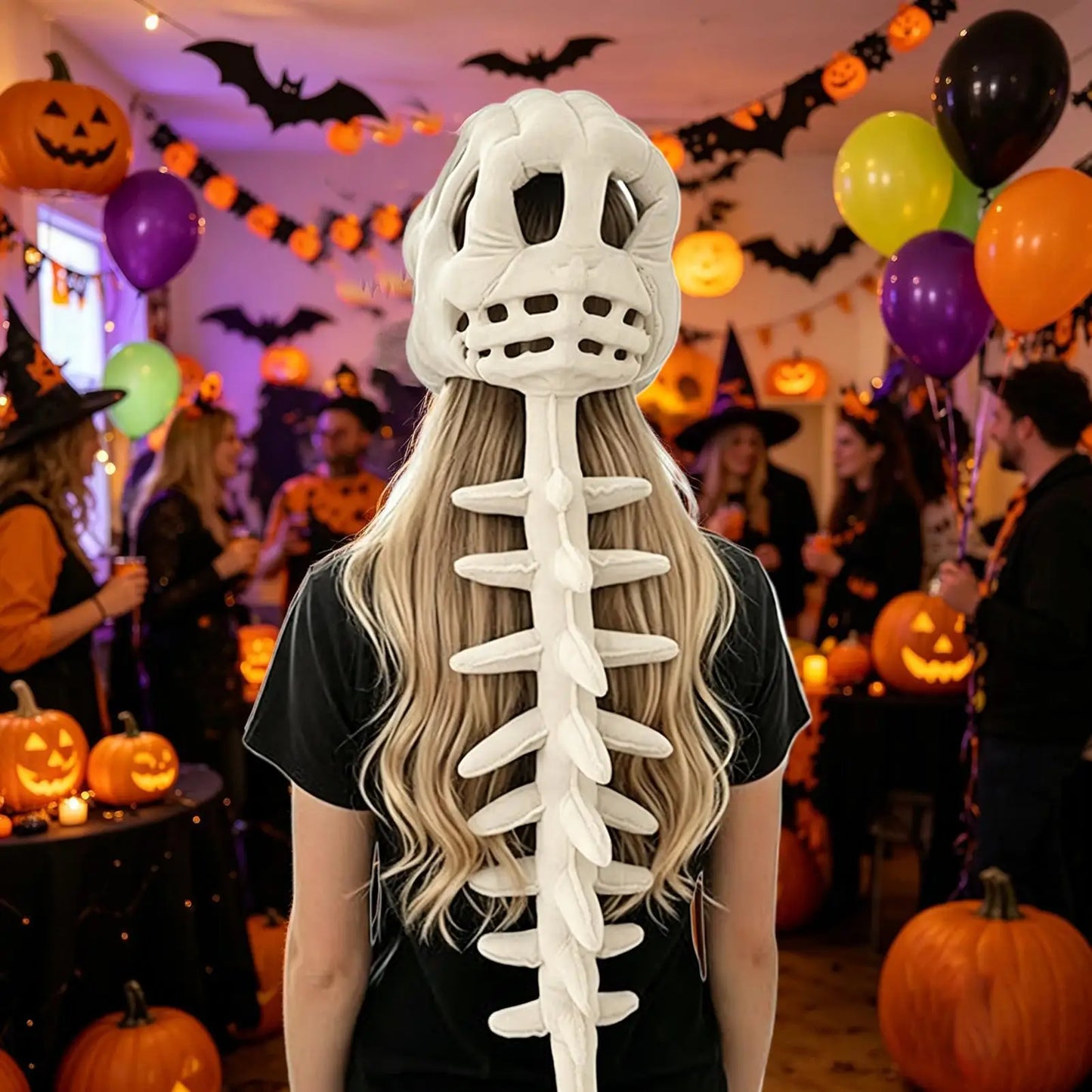 Funny Dinosaur Skeleton Headpiece Wearable Plush Costume Hat Soft Dino Skull Toy For Adults Kids Boys Girls Home Halloween Party Peaceful Pleasures Health and Wellness