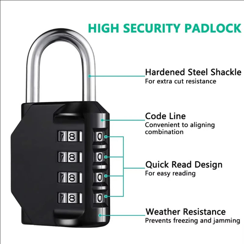4-digit Padlock Combination Lock/Waterproof Suitcase Lock Locker Bag Bag Gym Home/zinc Alloy Weatherproof Outdoor Fence Lock Peaceful Pleasures Health and Wellness