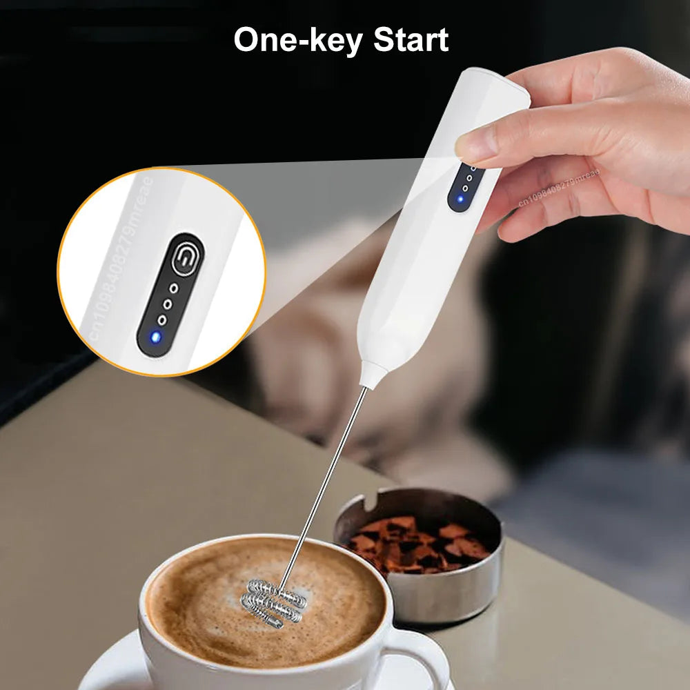 Mini Milk Frother USB Rechargeable Handheld Automatic Rotary Milk Foam Maker for Coffee Latte Cappuccino Maker Electric Blender Peaceful Pleasures Health and Wellness