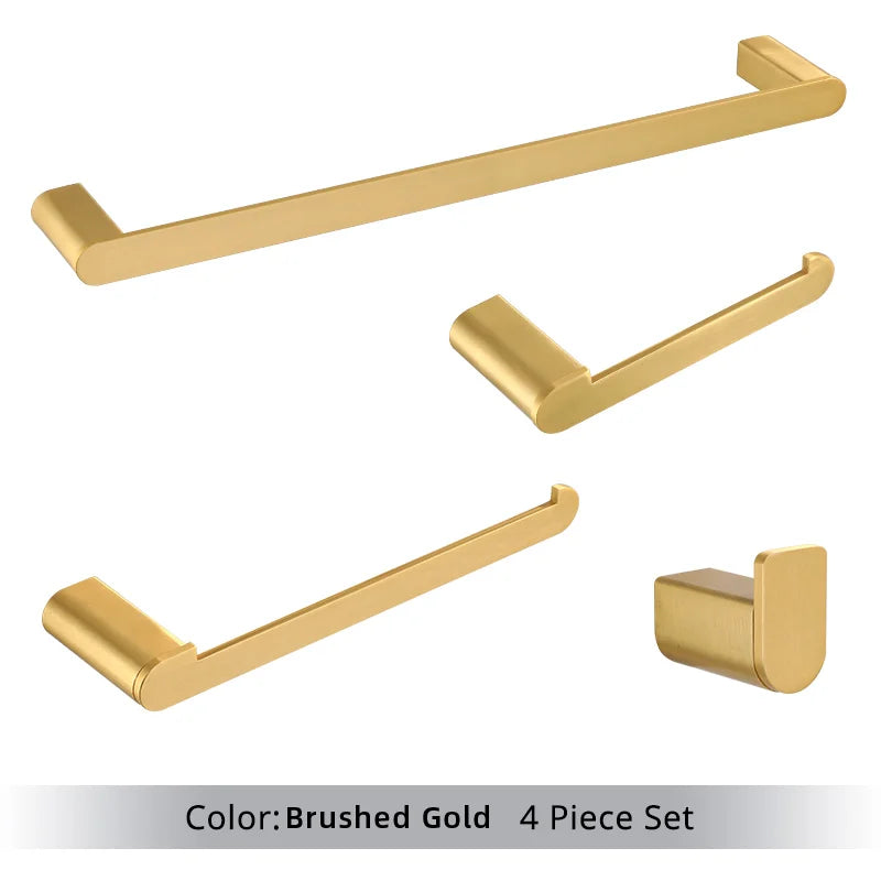 Brushed Gold Bathroom Accessories Set – Towel Bar, Hooks & Holder
