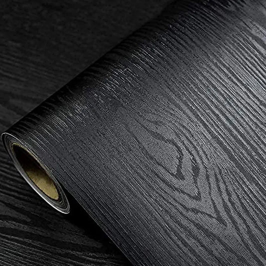 45cm Black Wood Grain Peel & Stick PVC Wallpaper | Waterproof Peel & Stick Wallpaper Oasis Select