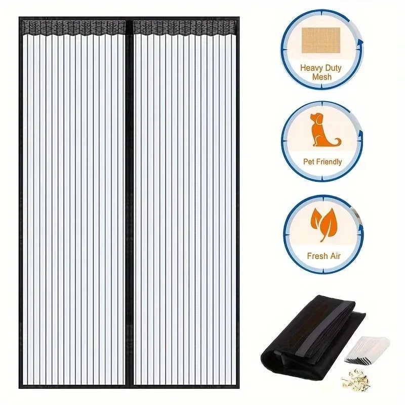 Magnetic Mesh Door Screen – Auto-Close Insect & Fly Curtain
