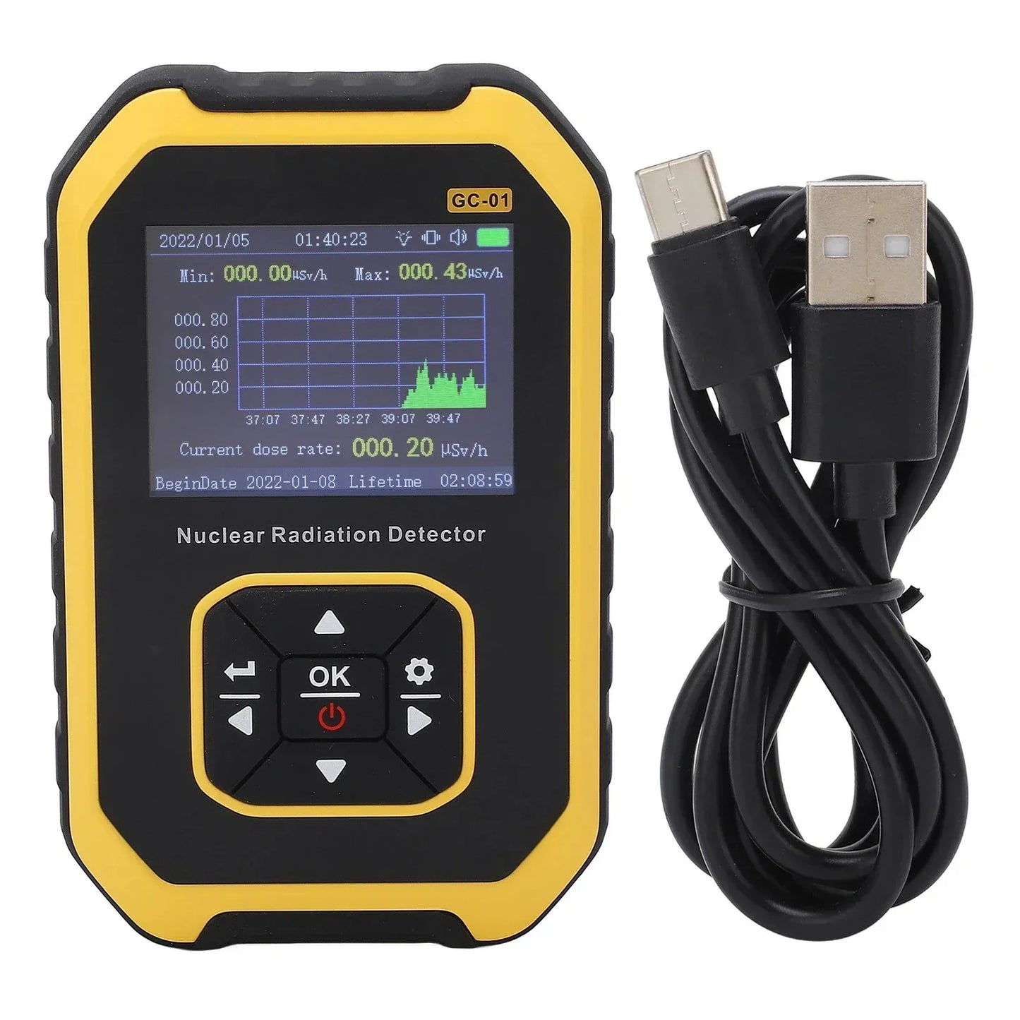 GC-01 Geiger Counter for Nuclear Radiation Detection Personal Dosimeter X-ray Radioactivity Tester Marble Tester Peaceful Pleasures Health and Wellness GC-01