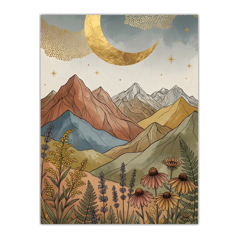 Boho Landscape Canvas Wall Art – Western Mountain Print Décor Canvas Wall Art Peaceful Pleasures Health and Wellness 04 50x70cm NoFrame China Mainland