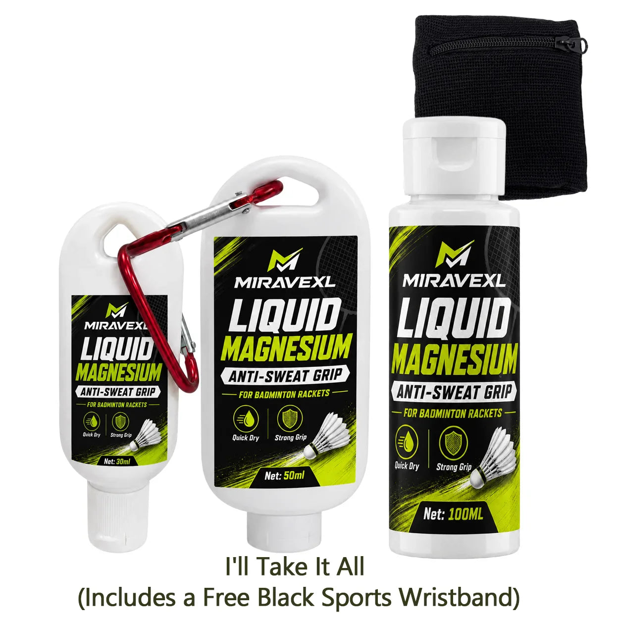 MIRAVEXL Liquid Grip Enhancer for Badminton + Free Wristband