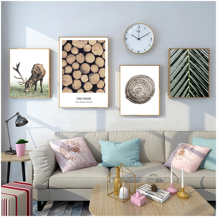 Nordic Deer Canvas Wall Art | Scandinavian Living Room Decor