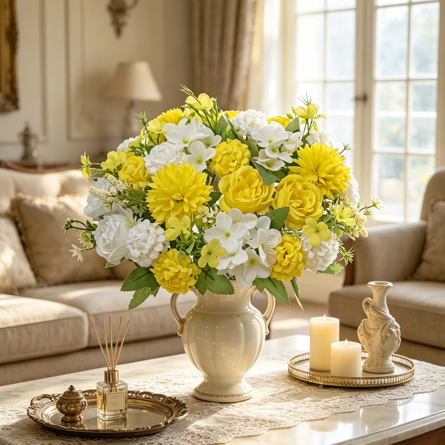 Artificial Silk Hydrangea Rose Bouquet | Home & Wedding Decor