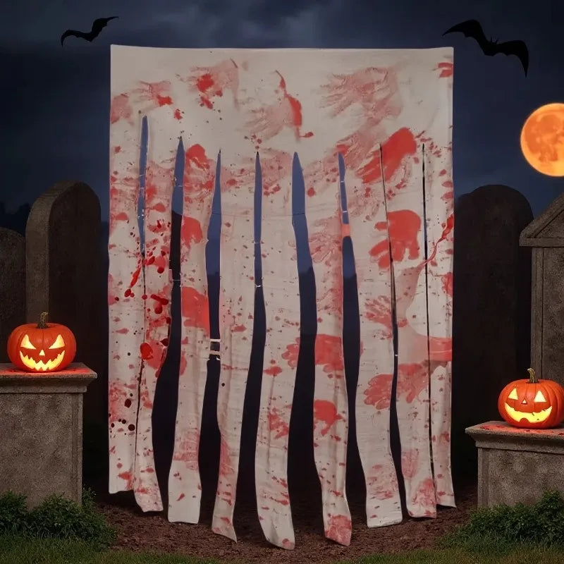 Halloween Blood Handprint Gauze Tablecloth | Haunted House Decor