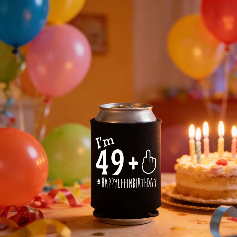 Funny 50th Birthday Can Cooler – "I'm 49+1" Beer Sleeve Gift Can Cooler Sleeve Peaceful Pleasures Health and Wellness