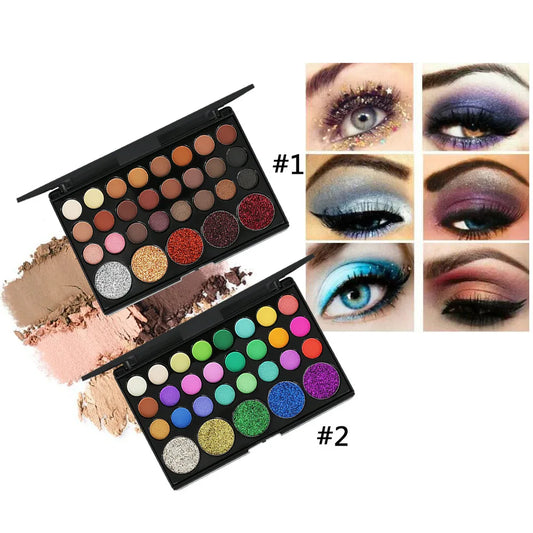 29-Color Eyeshadow Palette – Shimmer, Glitter & Matte Nudes Eyeshadow Palette Peaceful Pleasures Health and Wellness