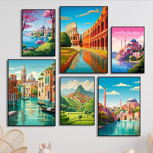 World Cities Canvas Wall Art – Venice, Rome & Istanbul Print Canvas Wall Art Peaceful Pleasures Health and Wellness
