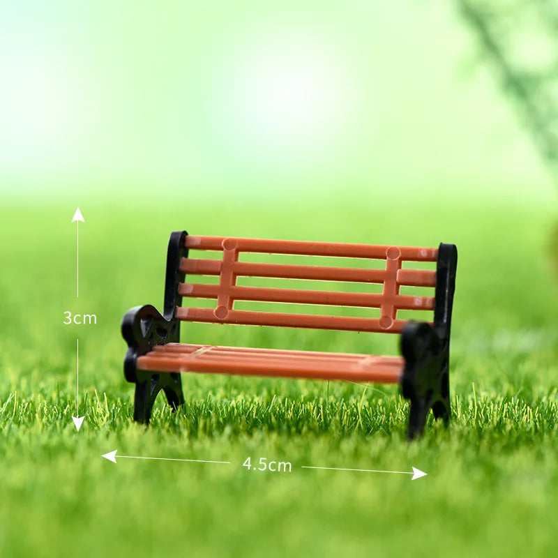 1PCS PVC Miniature Bench Stools Micro Landscapes Park Chair Figurines Crafts Succulents Bonsai Doll House Fairy Garden Decor Peaceful Pleasures Health and Wellness L