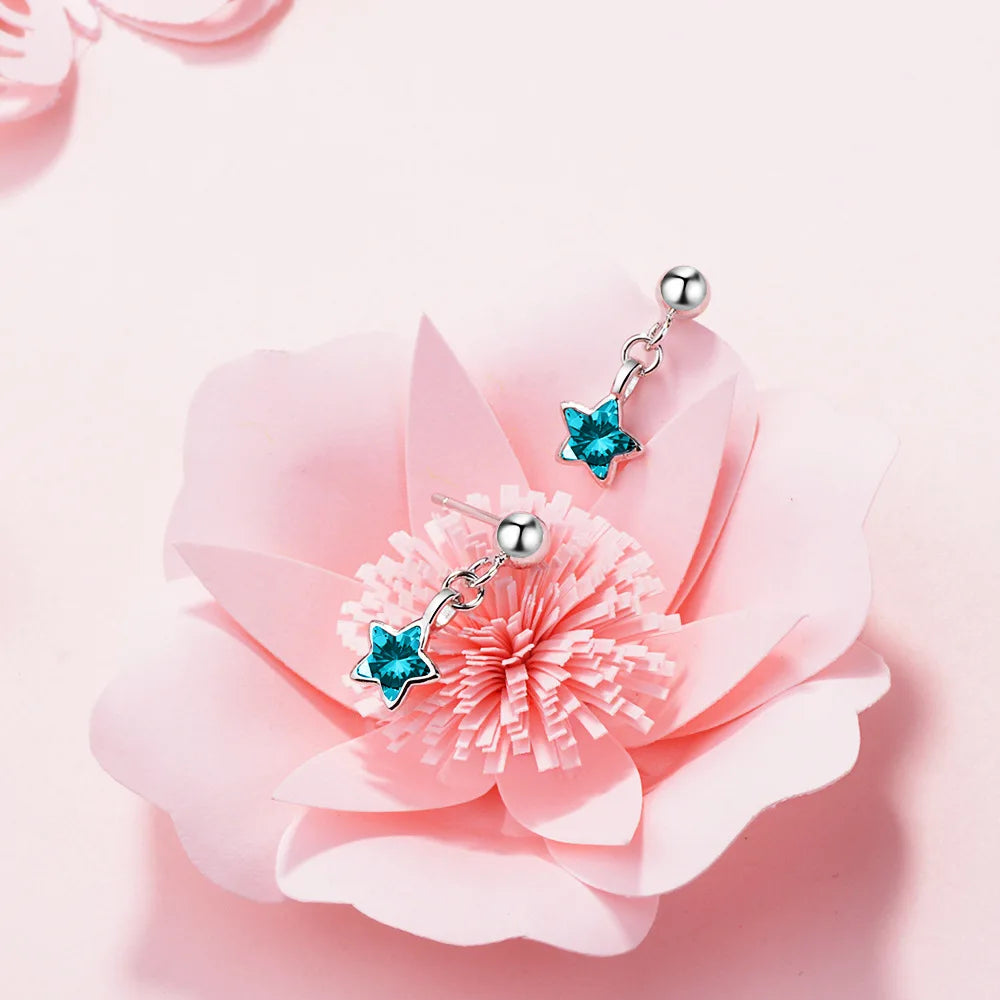 New Blue Starry Sky Mini Earrings Delicate Girlish Korean Style Blue Star Studs Fashion Women Ear Jewelry Accessories Versatile Peaceful Pleasures Health and Wellness