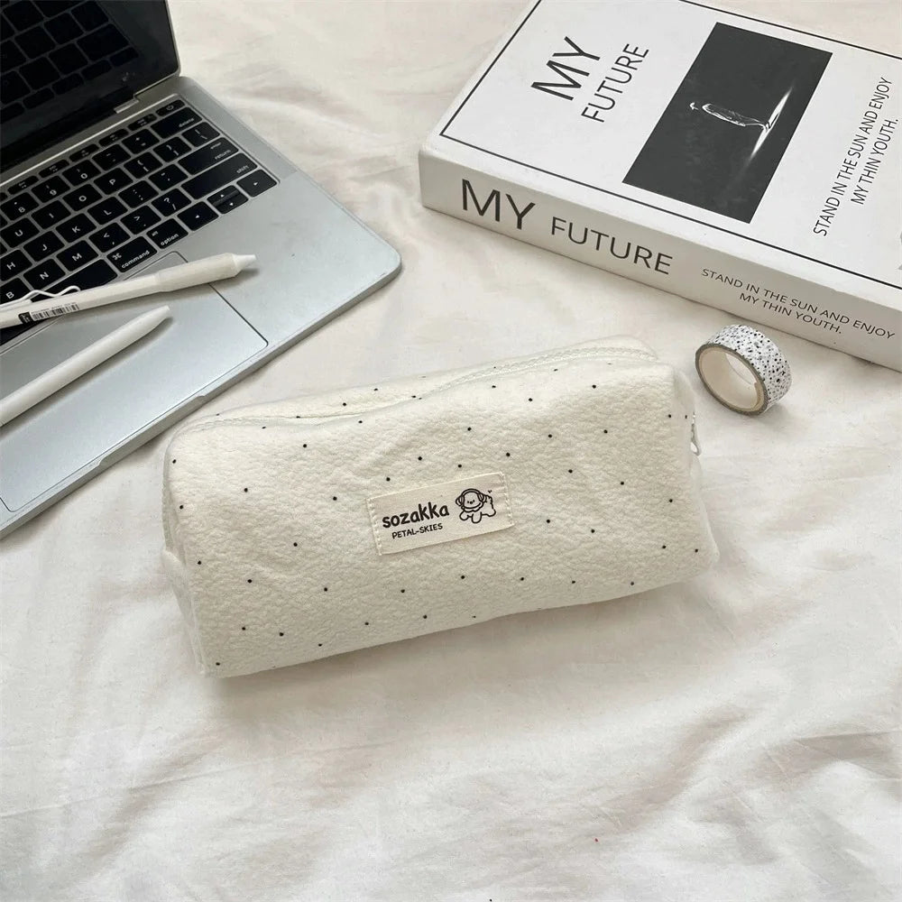 Plaid Felt Pencil Case – Large Capacity Student Organizer Pouch