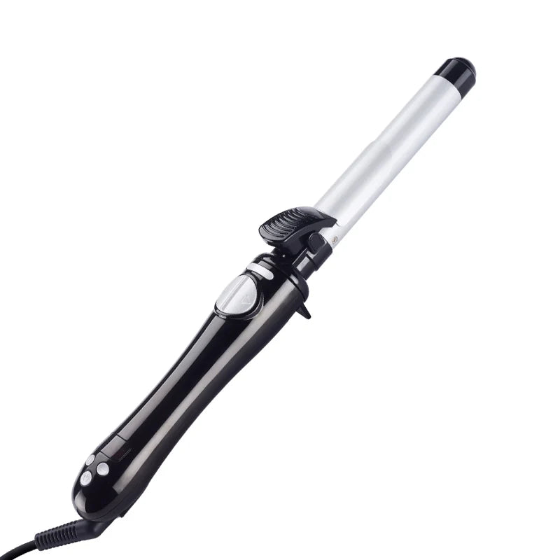 360 Aluminum Wavy Automatic Rotating Electric Curling Iron Straightener PTC Heating 9 Temperature Settings All Hair Household Peaceful Pleasures Health and Wellness black 100V-240V EU Plug