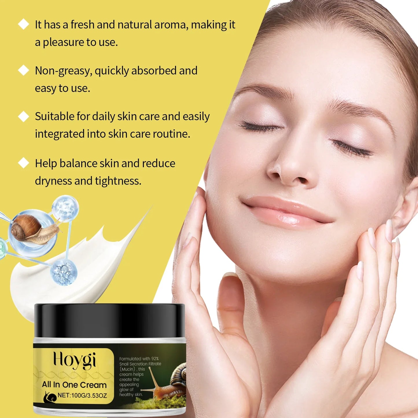 Snail Essence Face Cream – Deep Moisturizer for Dry Skin
