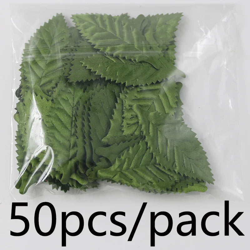 50Pcs Silk Screen Simulated Leaves 6cm | DIY Craft Decor