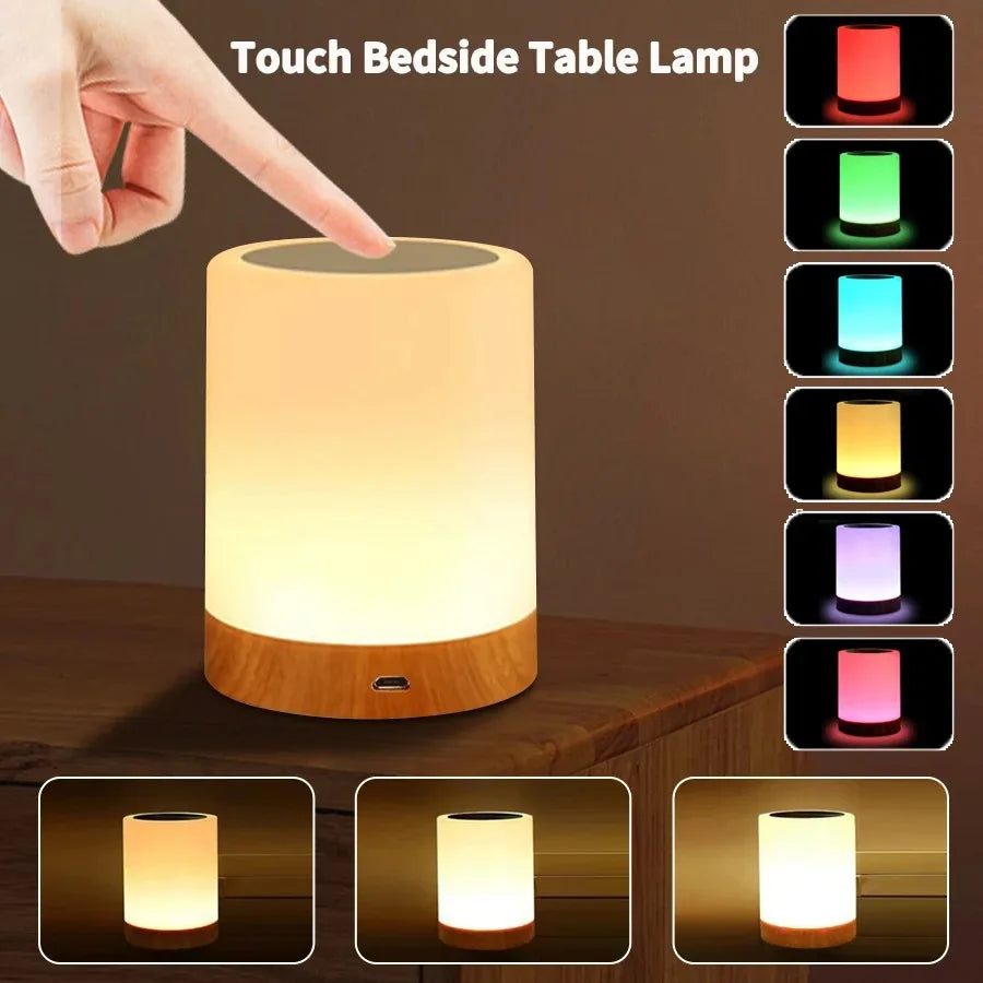16 Colors Smart Touch Bedside Table Lamp RGB USB Rechargeable Night Light Desk Lamp Bedroom Decoration Gift Dining Table Light Peaceful Pleasures Health and Wellness