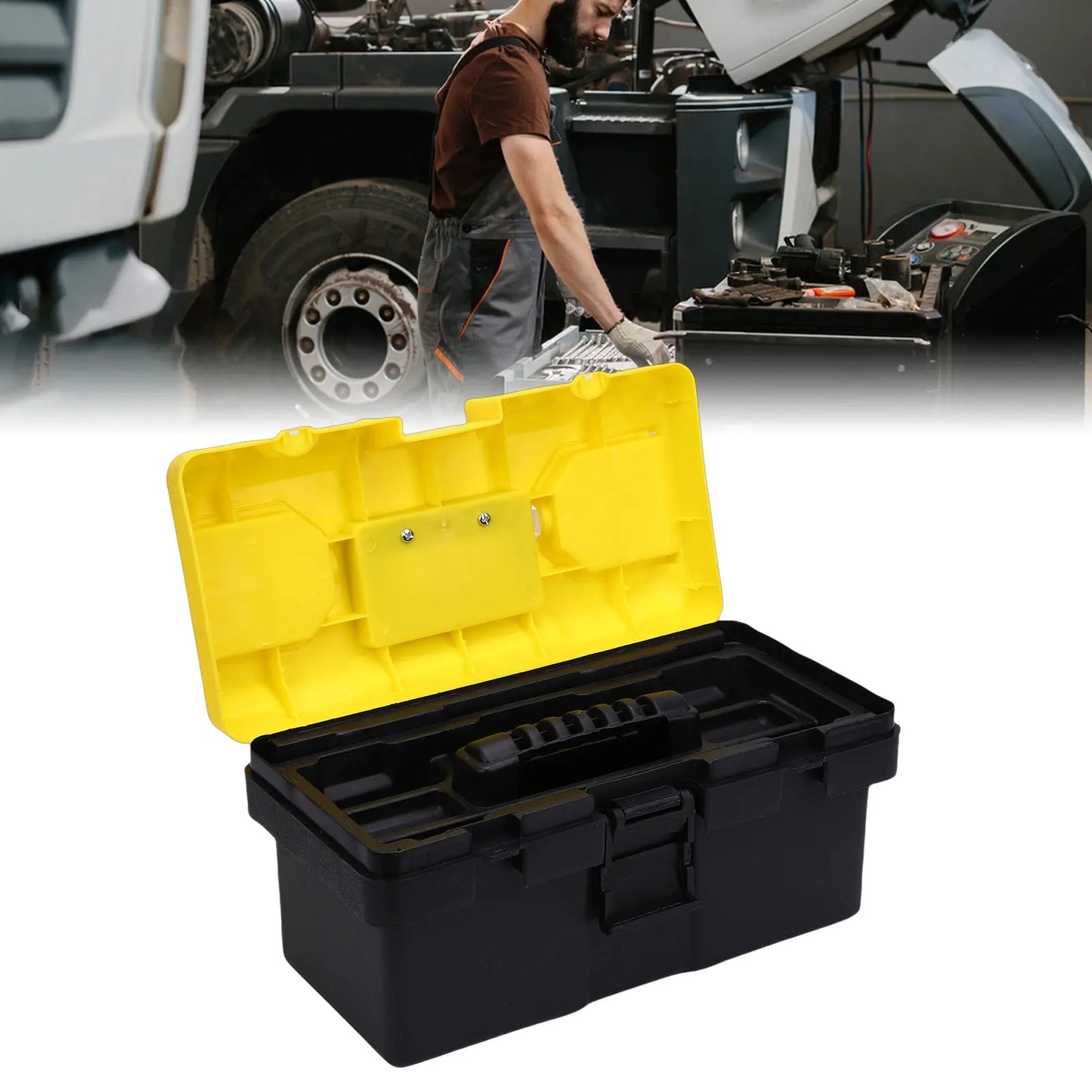 13-Inch Lockable Tool Box Organizer with Removable Tray