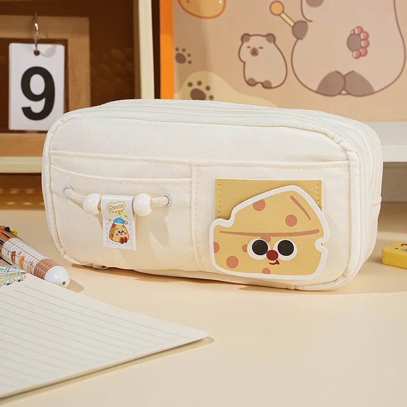 Panda Pencil Case – Cute Multi-Layer Canvas Pen Bag for Kids