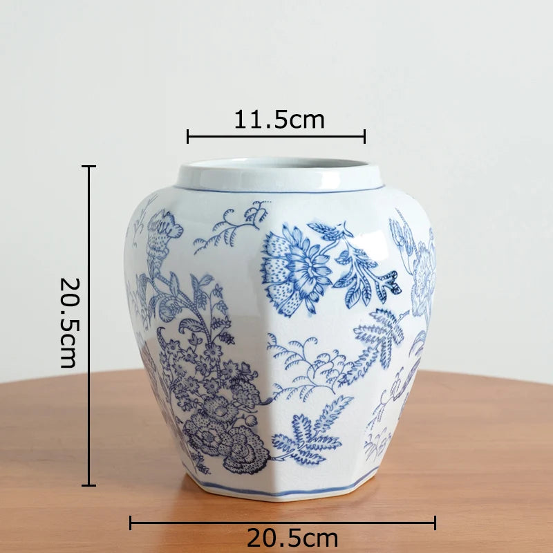 Blue & White Porcelain Vase | Tabletop Flower Décor