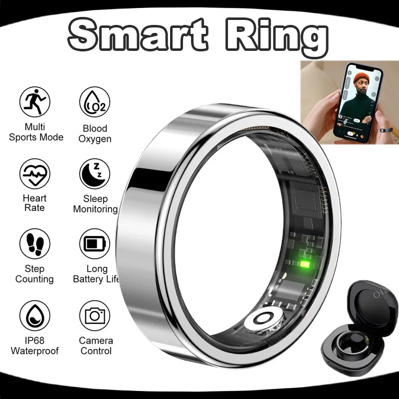 Smart Ring 2026 Men Women New IP68 WaterProof Heart Rate Blood Pressure Blood Oxygen Sleep Monitoring Multi-Sport Mode Smartring Peaceful Pleasures Health and Wellness ProWhite 10