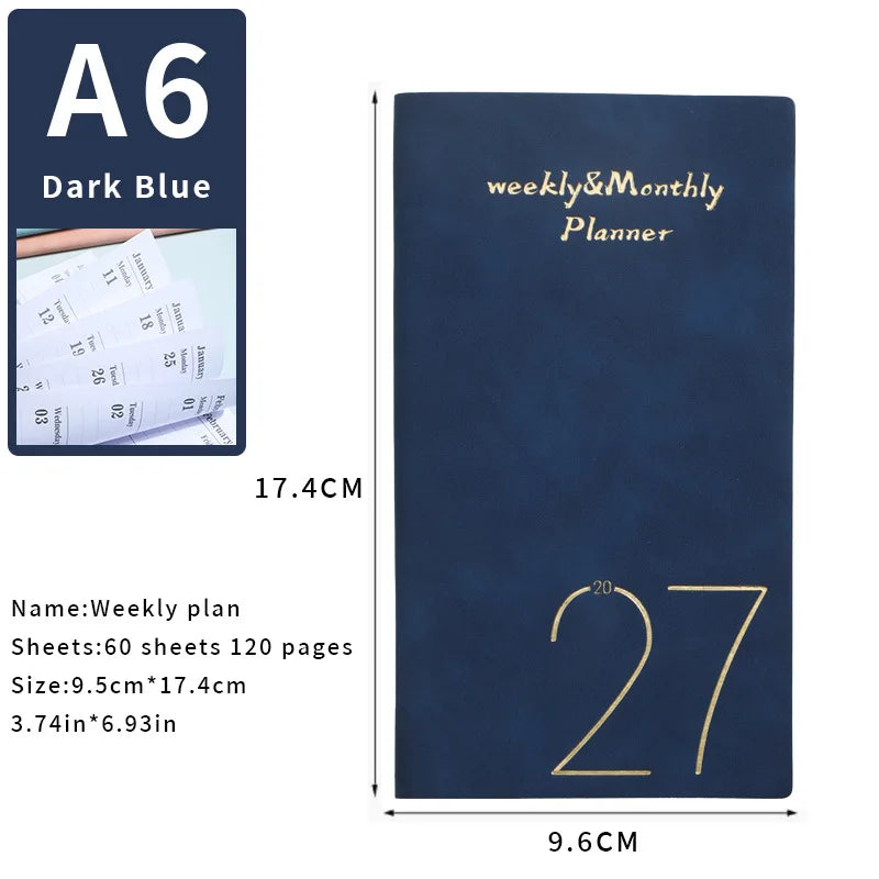 2027 Weekly Monthly Planner 4-Color Notebook A5 Lined Journal Office