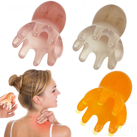 Resin Octopus Massage Comb Head Meridian Scraping Scalp Massage Brush Acupuncture SPA GuaSha Massage Comb Fatigue Relief Massage Peaceful Pleasures Health and Wellness