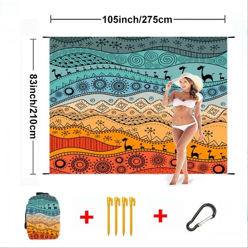 Large Waterproof Sandproof Beach Blanket | Camping Picnic Mat