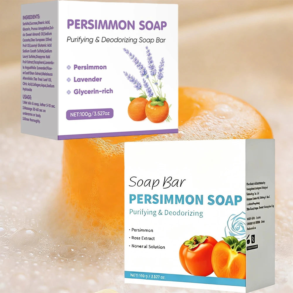 Persimmon Soap Bar for body odor control, Japanese Persimmon & Lavender Extract For Unisex, Purifying & Deodorizing Soap, 100g Peaceful Pleasures Health and Wellness