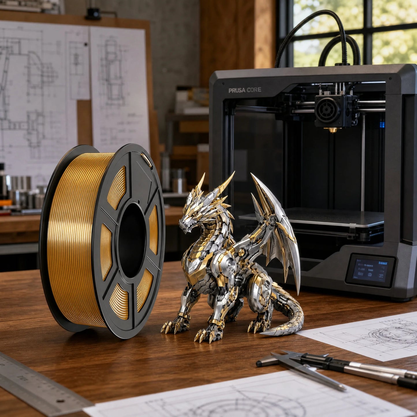 Dual Color Silk PLA Filament 1.75mm Silver Blue 250g | FDM