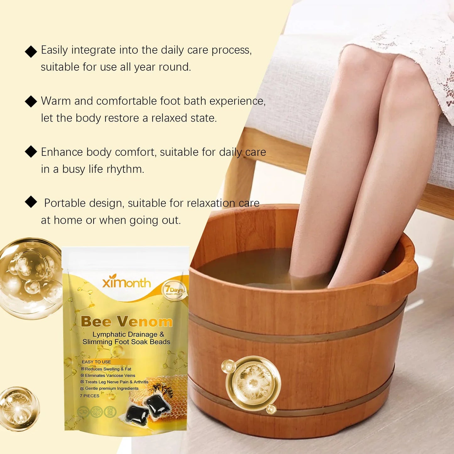 Bee Venom Herbal Foot Soak Beads – Cleanse & Deodorize 7pcs