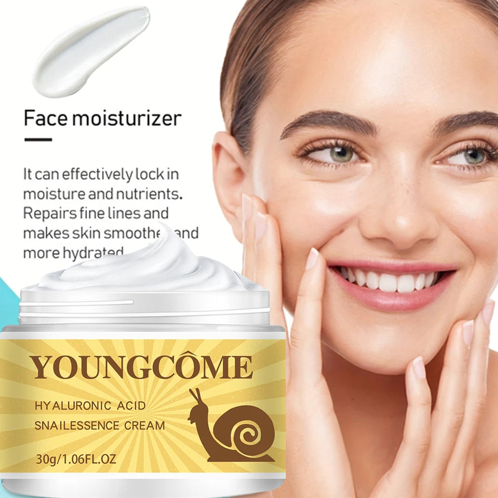 Snail Hyaluronic Acid Essence Cream Deeply Nourishes Skin Improve Roughness Tighten Skin Repair Damaged Skin Smooth wrinkles Peaceful Pleasures Health and Wellness