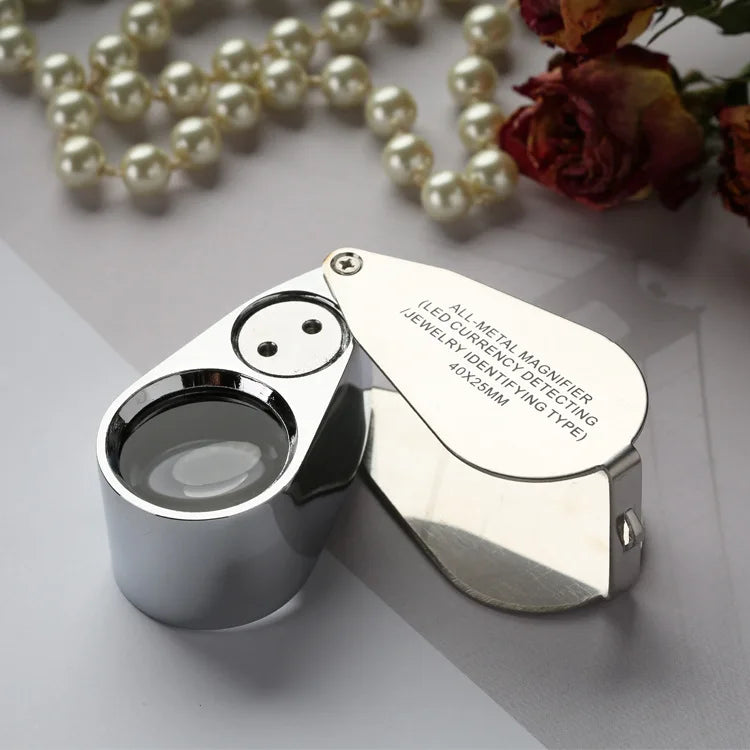Foldable Portable Magnifier Handheld Gift Box, 40X Magnifying Glass with Led Money Detector Light Peaceful Pleasures Health and Wellness