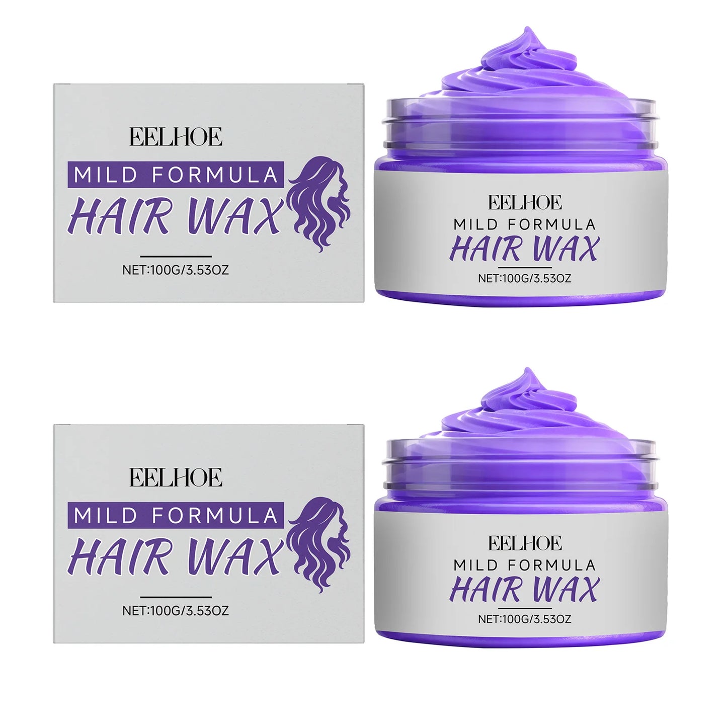 Eelhoe Purple Hair Wax – Instant Temporary Color, 100g Hair Color Wax Peaceful Pleasures Health and Wellness 2 X 100g Boxed
