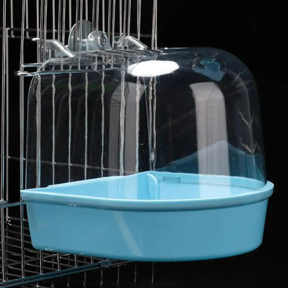 Hanging Cage Bird Bath Box – Waterproof Parrot & Parakeet Bath
